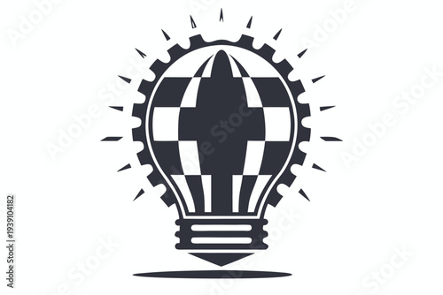 Pixel Art Lightbulb Silhouette Icon representing Idea and Innovation in Retro Style
