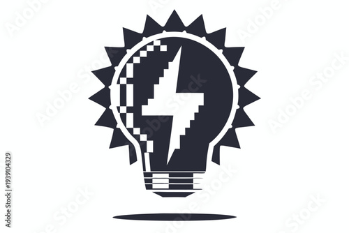 Retro 8-Bit Pixel Style Lightbulb Silhouette for Innovation and Creative Thinking