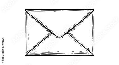 Vintage engraving postal envelope illustration detailed hand drawn classic mail letter icon in retro woodcut engraving style isolated