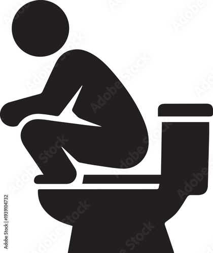 Squatting on Toilet Silhouette Icon