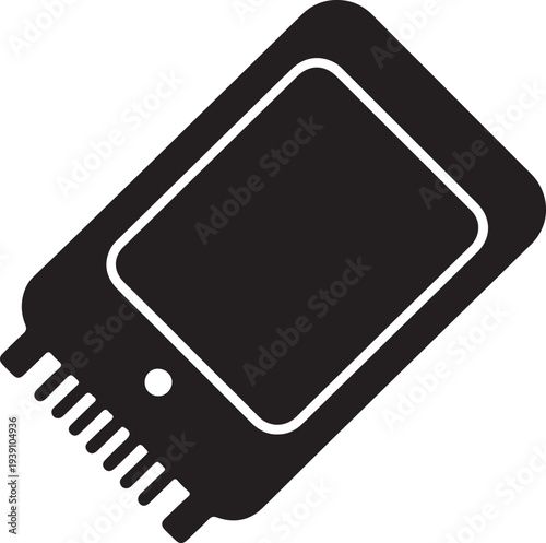 Usb flash drive icon solid silhouette