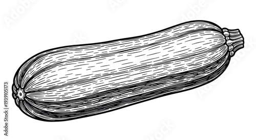 vintage engraving zucchini vegetable detailed garden squash botanical illustration hand drawn organic food ingredient woodcut style