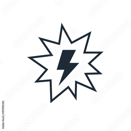 Energy and flash. Power. Short circuit. Vector linear icon  illustration isolated on white background.
