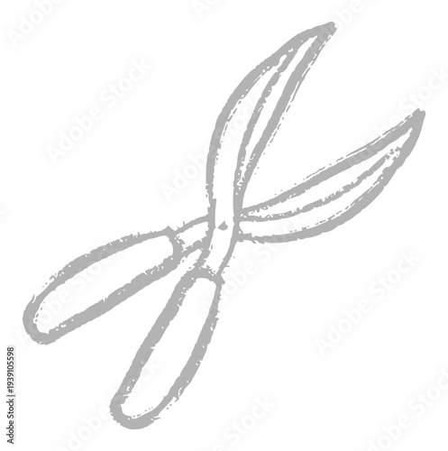 Garden Shears Pruning Scissors Hand Drawn Crayon Wax Doodle Element, Trimming Tool, Spring Gardening, Rough Texture Illustration