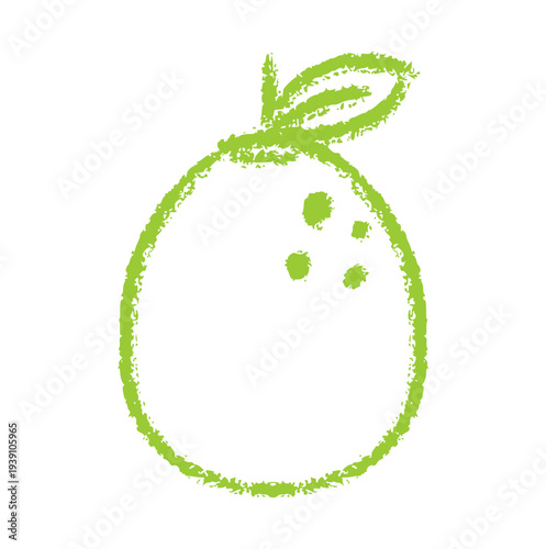 Green Lime Fruit Hand Drawn Crayon Wax Doodle Element, Citrus Lemon, Summer Refreshment, Rough Texture Illustration
