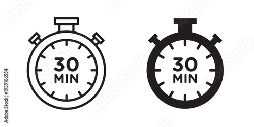 30 minutes icon symbol set. Icon design vectors