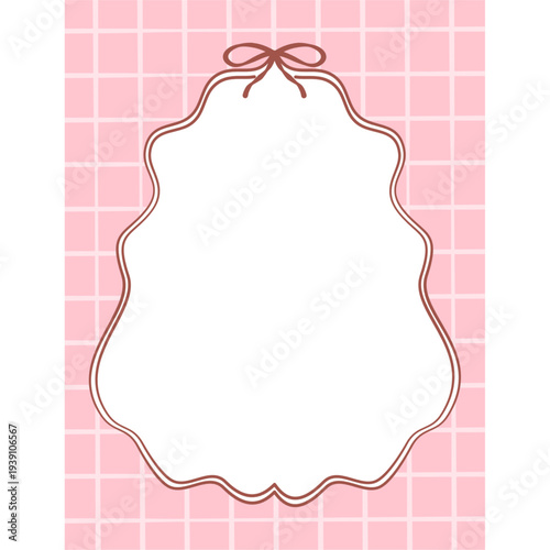Elegant pink label with brown bow and white space for text