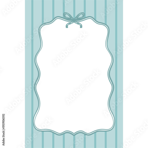 Elegant blue label with bow and stripes for branding