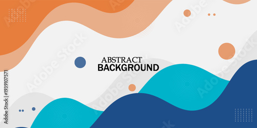 Blue and orange geometric business banner design. Creative banner design with wave shapes and lines for template. Simple design on white horizontal banner. Eps10 vector