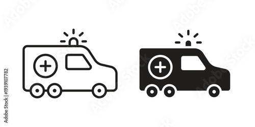Ambulance icon symbol set. Icon design vectors