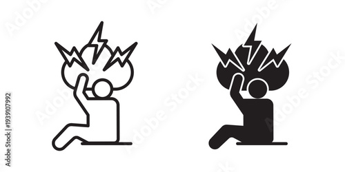 Anxiety or stress icon symbol set. Icon design vectors