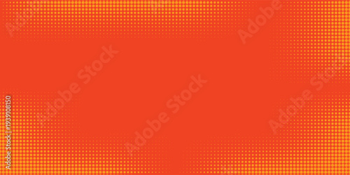 Orange halftone dots, abstract pattern with dark and bright gradient background. digital technology style wall texture ,cartoon or pop art elements, summer banner or comic.