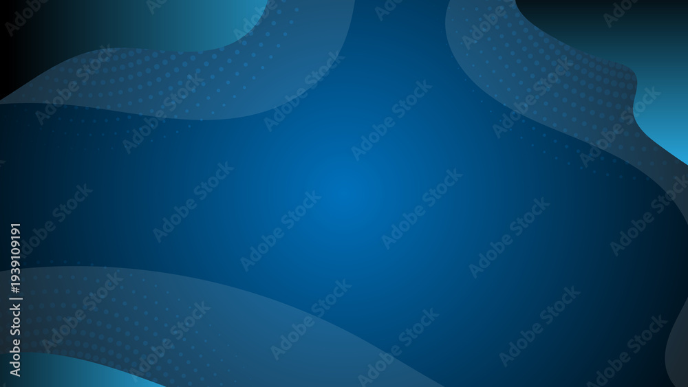 Obraz premium Abstract Blue Gradient Wave Background With Smooth Curves and Halftone Dots for Modern Design