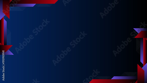 Abstract Dark Blue Gradient Background With Red And Purple Geometric Frame For Business And Technology Presentations