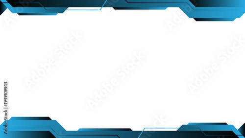 Blue Futuristic Technology Frame Background With Geometric Border and Modern Digital Design Template