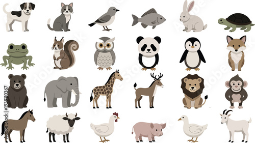 Set of 20 animal icons vector
