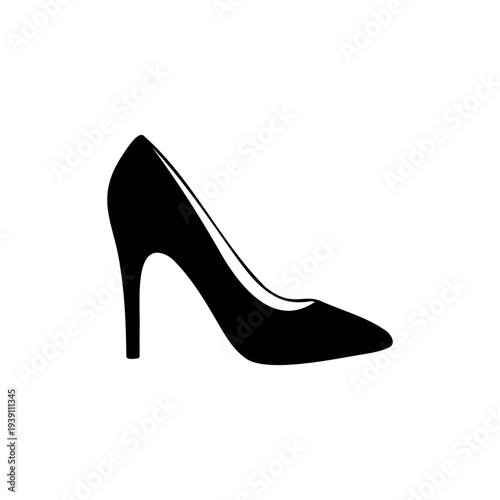 Black woman shoes silhouette vector flat illustration design.
