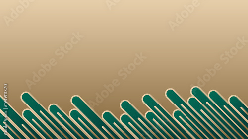 Abstract Teal And Gold Geometric Background With Rounded Lines And Modern Minimal Design