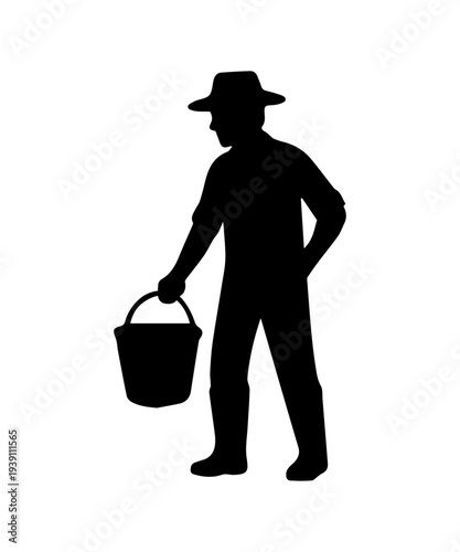 Farmer or gardener holding bucket carrying harvest