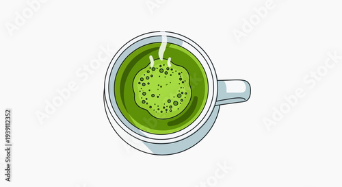 Green Matcha Tea Cup Top View