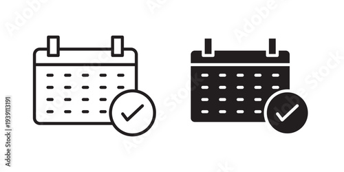 Calendar check icon symbol set. Icon design vectors
