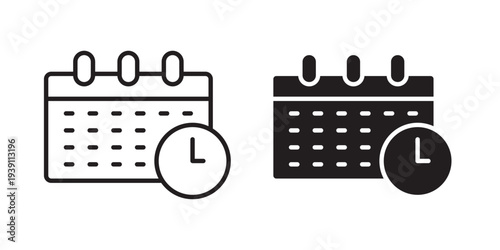 Calendar clock icon symbol set. Icon design vectors