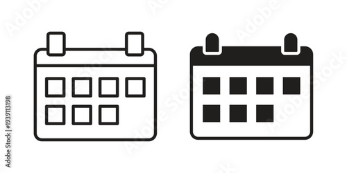 Calendar icon symbol set. Icon design vectors