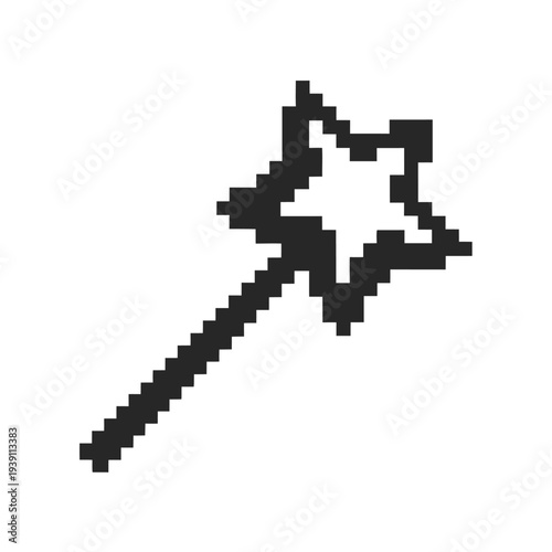 Simple 8-Bit Magic Wand Vector Graphic for Fantasy Sorcery and Spellcasting Projects