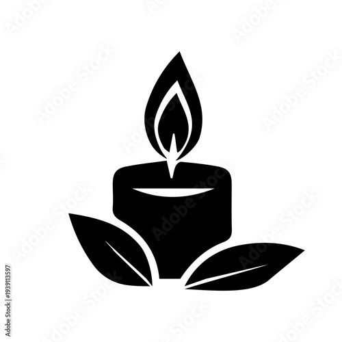 Candle flame burning symbolizing spa relaxation and wellness