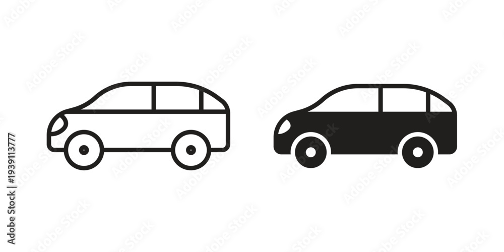 Fototapeta premium Car side view icon symbol set. Icon design vectors
