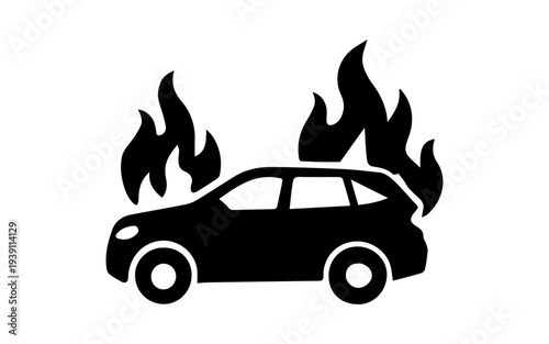 Burning SUV car icon representing vehicle fire and accident risk