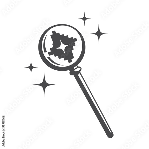 8-Bit Style Magic Wand Silhouette for Retro Gaming Enthusiasts and Indie Game Design