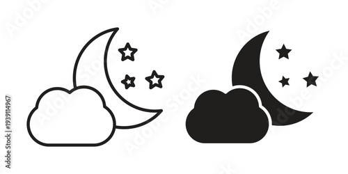 Cloud moon icon symbol set. Icon design vectors