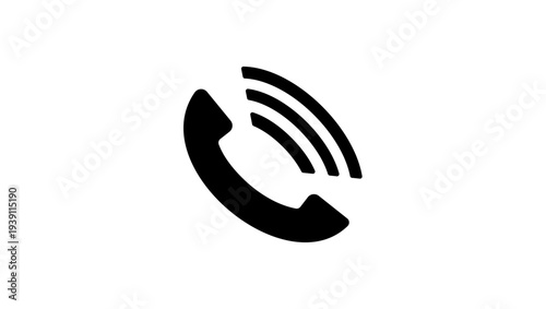 telephone ringing symbol, black isolated silhouette