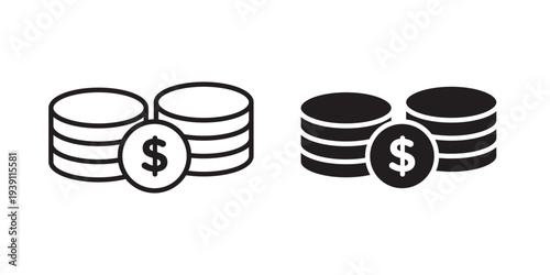 Coins icon symbol set. Icon design vectors