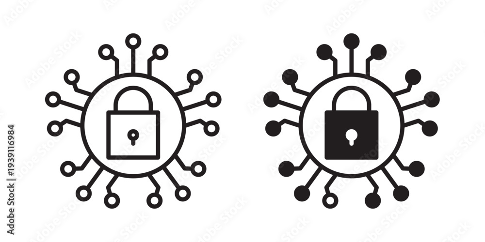 Fototapeta premium Cyber security icon symbol set. Icon design vectors