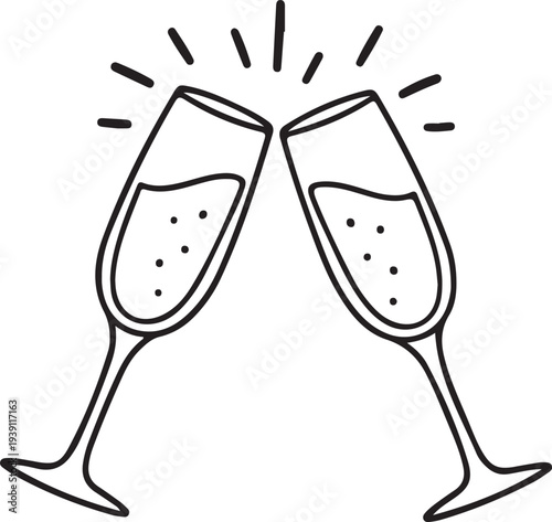 Vector illustration of two champagne glasses clinking