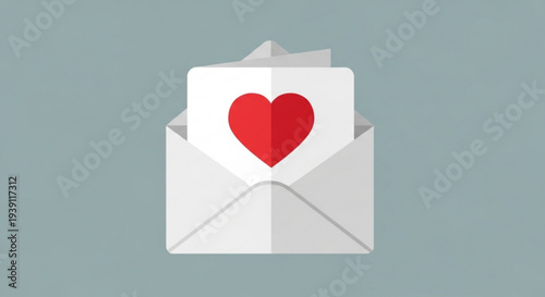 Heartfelt love letter in a white envelope on a soft green background symbolizing romance and affection