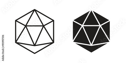 Dice d20 icon symbol set. Icon design vectors