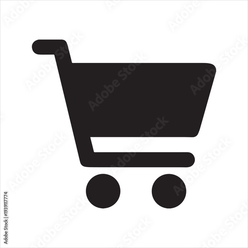 Simple black shopping cart icon for e commerce and retail