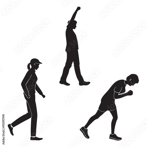 Mobile Step Counter Activity Icon Set  Flat Silhou (3) SVG Vector Illustration