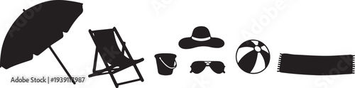 Set of 7 beach icons vector