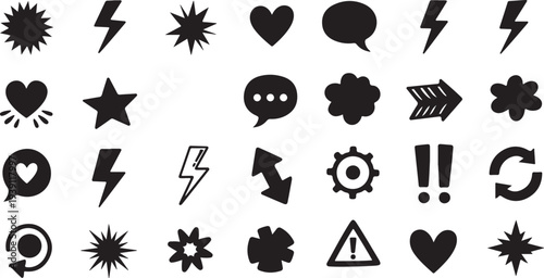 Set of 28 black icons vector