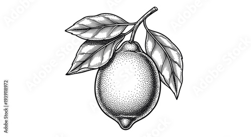 Vintage engraving style lemon illustration