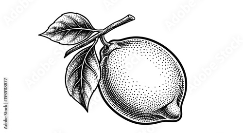 Vintage engraving style lemon illustration