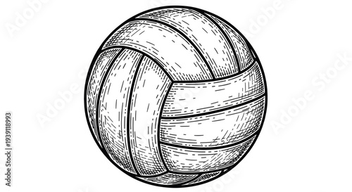 Vintage engraving style volleyball illustration