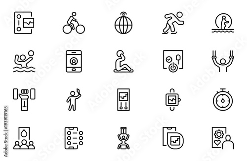 Activity and Lifestyle Line Icon Set for Cooking, Sports, Fishing, Camping and Hobby UI Design Outline Vector Collection