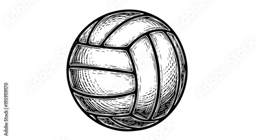 Vintage engraving style volleyball illustration