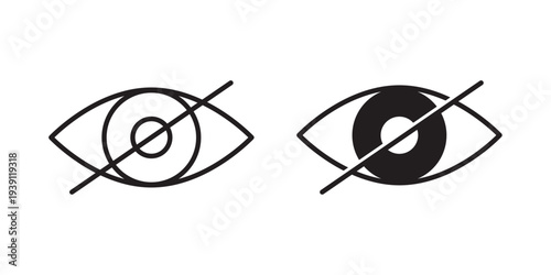 Eye crossed icon symbol set. Icon design vectors
