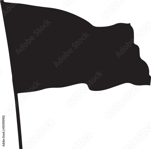 Waving flag vector silhouette illustration with clean minimalist design and flowing fabric